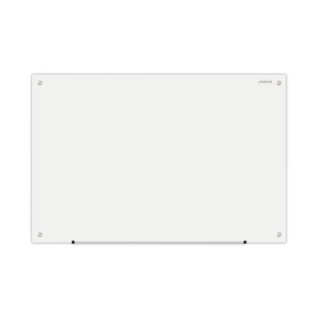 UNIVERSAL Frameless Glass Marker Board, 36" x 24", White UNV43232